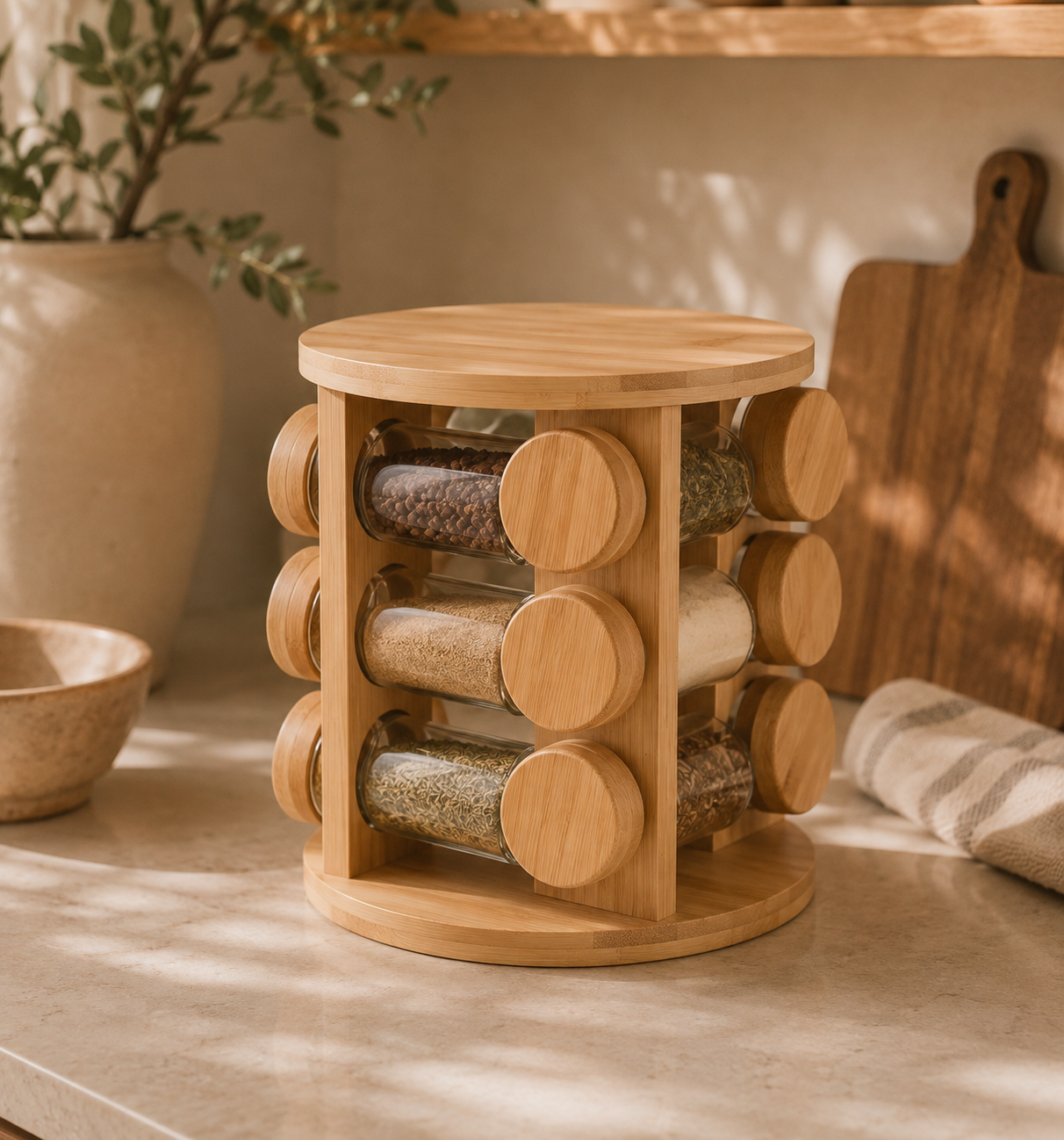 Revolving Bamboo Spice Organiser